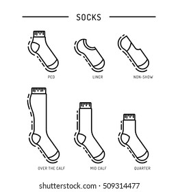 Outline design monochrome socks set vector illustration. Textile warm clothes socks pair cute decoration wool winter clothing.