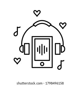 outline design playing music on smartphone