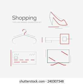 Outline design shopping icon collection, futuristic style