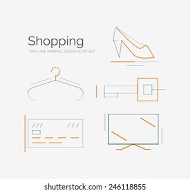 Outline design shopping icon collection, futuristic style