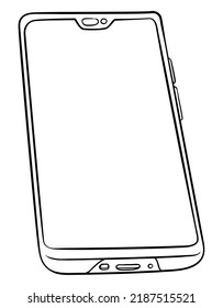 Outline design of slim smartphone, with view from above, ready to coloring activities.