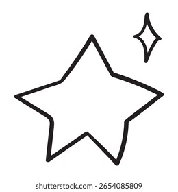 Outline design. Star. Simple hand drawn vector illustration on white background.