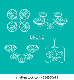 Outline design style modern vector illustration concept of drone. 