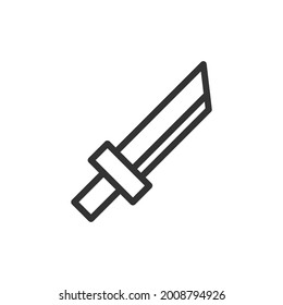 Esquema del icono de la espada. Símbolo premium para interfaz de usuario, aplicación y web. Objeto de trazo vectorial. Icono de línea de espada perfecto.