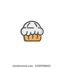 Outline design vector of cupcake, pie, bread dish.