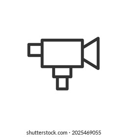 Diseño de esquema del icono de cámara de vídeo. Símbolo premium para interfaz de usuario, aplicación y web. Objeto de trazo vectorial. Icono de línea de cámara de vídeo perfecto.