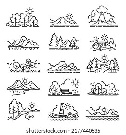 Outline Design View Images Nature Landscape Stock Vector