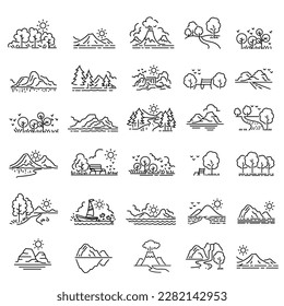 Outline design View images Nature Landscape Icons vector.