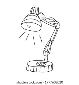 Outline desk lamp vector illustration, hand draw art light equipment, line art for design and creativity