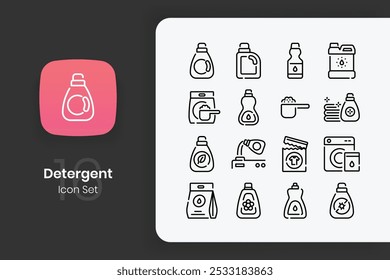 Outline detergent icon design set