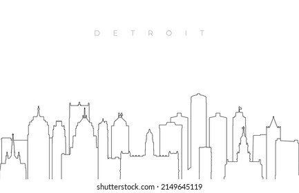 Outline Detroit skyline. Trendy template with Phoenix city buildings and landmarks in line style. Stock vector design. 