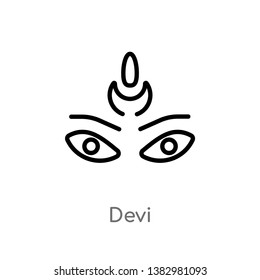 outline devi vector icon. isolated black simple line element illustration from india concept. editable vector stroke devi icon on white background