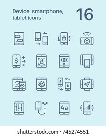Outline Device, smartphone, tablet icons for web and mobile design pack 2