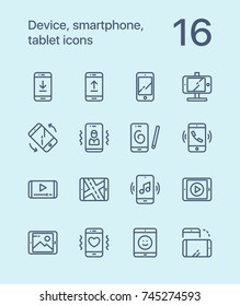 Outline Device, smartphone, tablet icons for web and mobile design pack 1