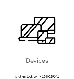 outline devices vector icon. isolated black simple line element illustration from electronic devices concept. editable vector stroke devices icon on white background