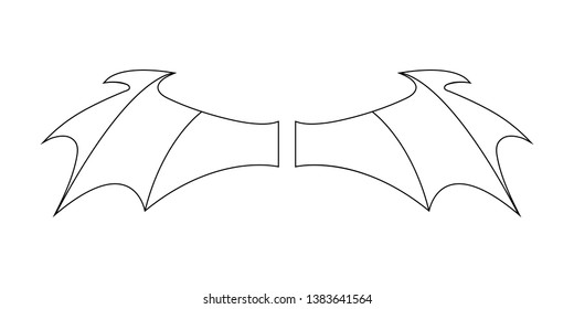 Outline devil wings isolated on white background. Line style. Clean and modern vector illustration for design, web.