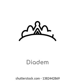 Icono de Vector de diadema de contorno. Icono de diadema de trazo de Vector editable sobre fondo blanco
