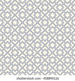 Outline diagonal square chain abstract background abstract background. Seamless pattern with symmetric geometric ornament. Vector illustration
