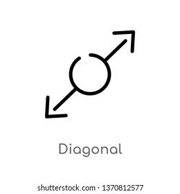 outline diagonal vector icon. isolated black simple line element illustration from arrows 2 concept. editable vector stroke diagonal icon on white background