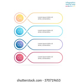 Outline diagram, menu, interface with 4 steps, options, parts, processes. Can be used for workflow layout, number options, web design, infographics.