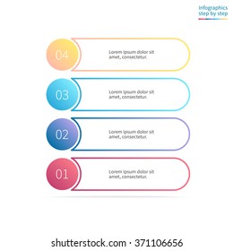 Outline diagram, menu, interface with 4 steps, options, parts, processes. Design element with numbering. Can be used for workflow layout, number options, web design, infographics.