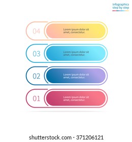 Outline diagram, menu, interface with 4 steps, options, parts, processes. Menu with numbering. Can be used for workflow layout, number options, web design, infographics.