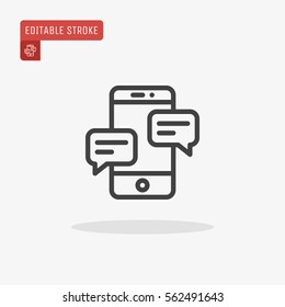 Outline Dialogue Icon isolated on grey background. Line Chat symbol for your web site design, logo, app, UI. Editable stroke. Vector illustration. EPS10