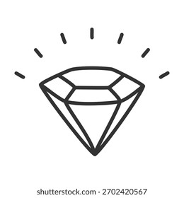 Contorno de diamante ícone doodle forma isolada estilo plano design vetor ilustração no fundo branco.