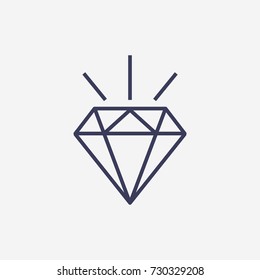 Símbolo vector de ilustración de icono de diamante de esquema