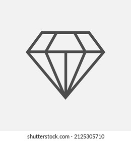 Icono de contorno de diamante aislado ilustración de vector de diseño plano sobre fondo blanco.