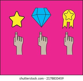 conjunto de iconos de diamante de esquema, incluido icono de membresía, Exclusivo, distintivo, de alto nivel, diamante de mano.color.ilustración vectorial