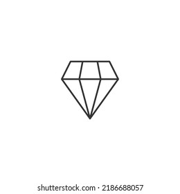Outline diamond vector icon on white background.  Icon for web design, apps, sticker, banner, poster, printing usage and part of logo. 