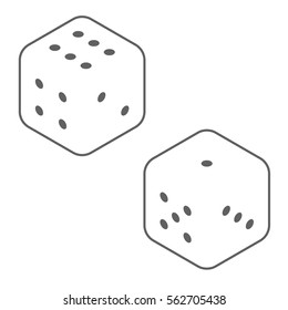 Outline dice. Isolated on white background. Vector isometric illustration.