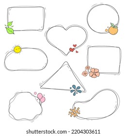 Outline different frame on isolated background, Vector illustration.
