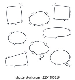 Outline different speech bubble on isolated background, Vector illustration.