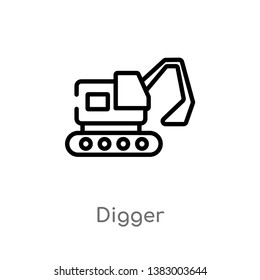 outline digger vector icon. isolated black simple line element illustration from history concept. editable vector stroke digger icon on white background