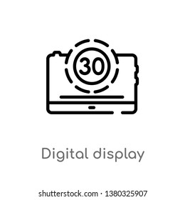 outline digital display 30 vector icon. isolated black simple line element illustration from education concept. editable vector stroke digital display 30 icon on white background