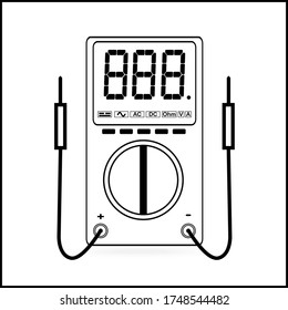 Esbozar multímetro digital con icono de sondeo,ilustración vectorial de estilo plano