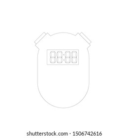 Outline digital stopwatch icon on white background,vector illustration