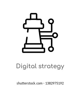 outline digital strategy vector icon. isolated black simple line element illustration from general-1 concept. editable vector stroke digital strategy icon on white background