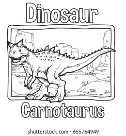 Outline Dinosaur Carnotaurus Illustration Suitable For Any Of Graphic Design Project Such As Coloring Book And Education