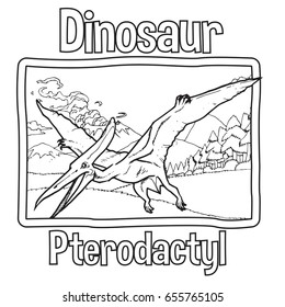 Esboço Dinossauro Pterodátilo Ilustração Adequado Para Qualquer Um Projeto De Design Gráfico Como Livro De Colorir E Educação