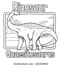 Outline Dinosaur Quaesitosaurus Illustration Suitable For Any Of Graphic Design Project Such As Coloring Book And Education