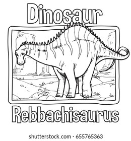 Outline Dinosaur Rebbachisaurus Illustration Suitable For Any Of Graphic Design Project Such As Coloring Book And Education