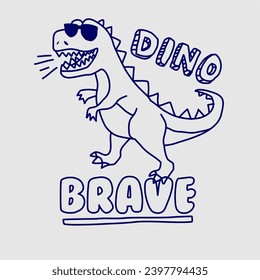 outline dinosaur slogan dino brave vector