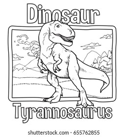 Outline Dinosaur Tyrannosaurus Illustration Suitable For Any Of Graphic Design Project Such As Coloring Book And Education