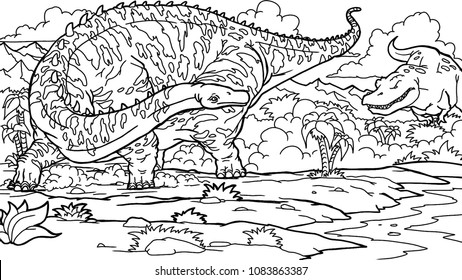 Outline diplodocus Dinosaur Illustration, Coloring book, A4