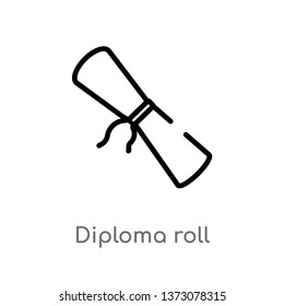 outline diploma roll vector icon. isolated black simple line element illustration from education concept. editable vector stroke diploma roll icon on white background