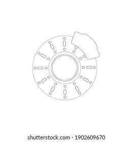 outline disc brake isolated icon on white background, auto service, repair, car detail
