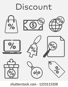 Outline discount icon set.Vector illustration sale shopping